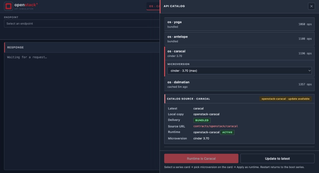 API catalog drawer