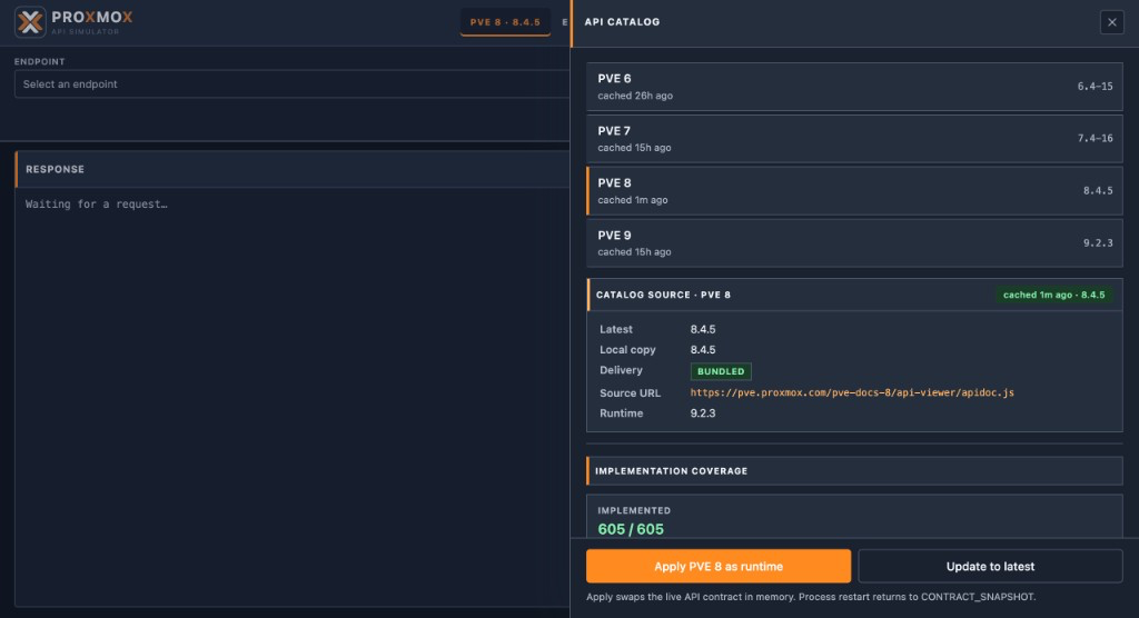 Web UI API catalog