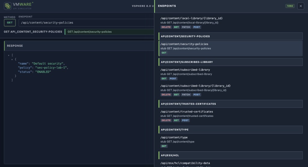 Endpoint tree and sample GET response