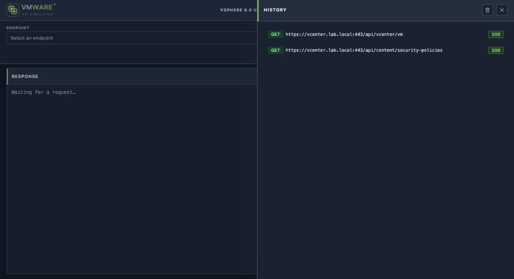 Request history panel