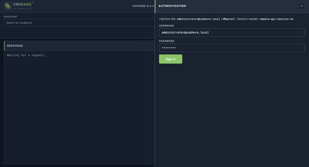Session sign-in (lab credentials)