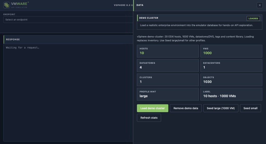 Demo cluster and seed controls